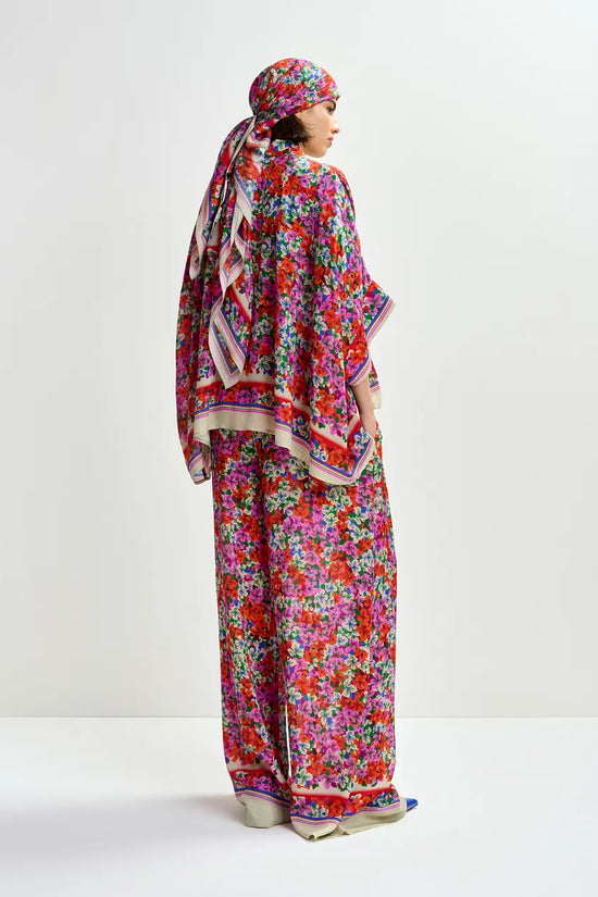 Essentiel Antwerp Multicolour Silk-Blend Floral Print Wide-Leg Trousers JOEK