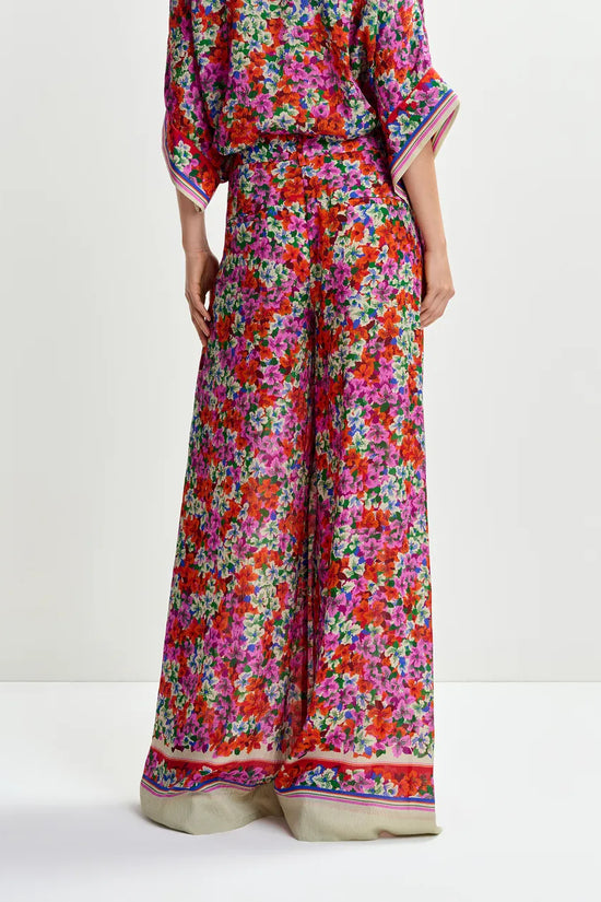 Essentiel Antwerp Multicolour Silk-Blend Floral Print Wide-Leg Trousers JOEK