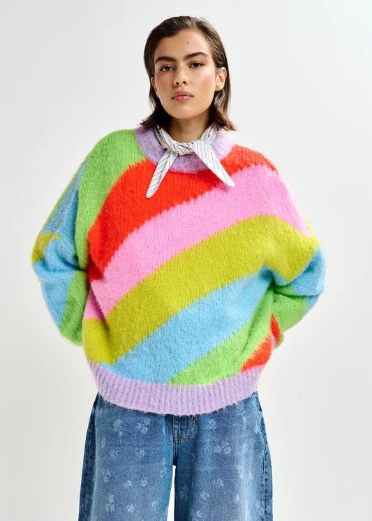 Essentiel Antwerp Multicolor Intarsia Knit Striped Sweater JOLOR