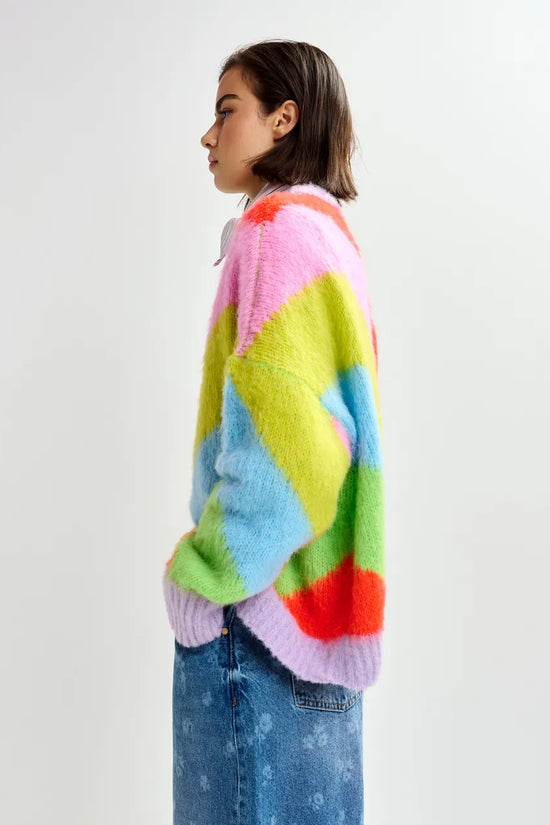 Essentiel Antwerp Multicolor Intarsia Knit Striped Sweater