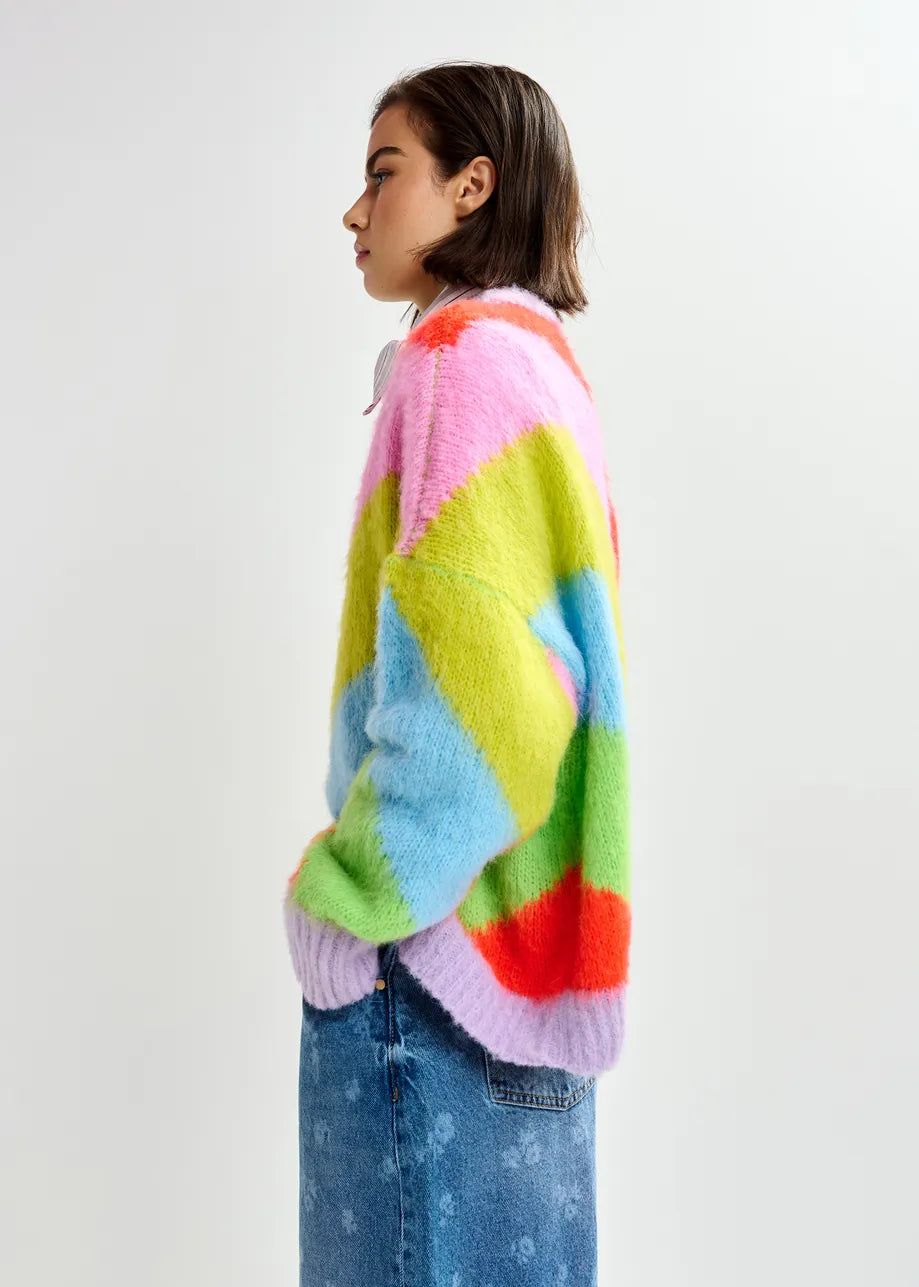 Essentiel Antwerp Multicolor Intarsia Knit Striped Sweater