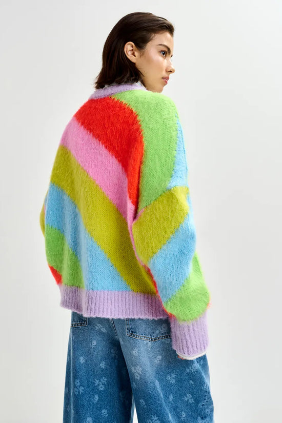 Essentiel Antwerp Multicolor Intarsia Knit Striped Sweater
