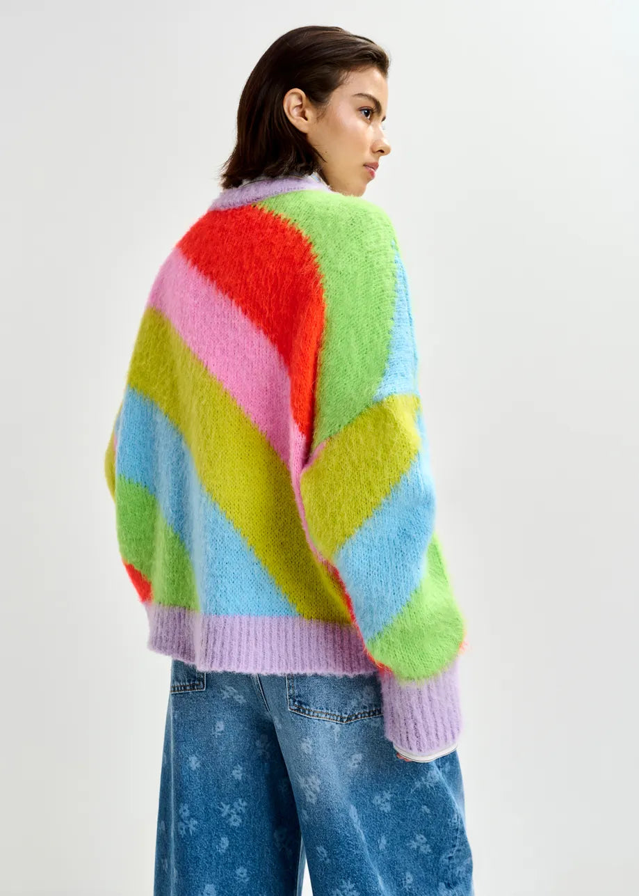 Essentiel Antwerp Multicolor Intarsia Knit Striped Sweater