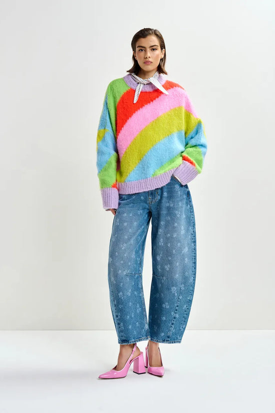 Essentiel Antwerp Multicolor Intarsia Knit Striped Sweater