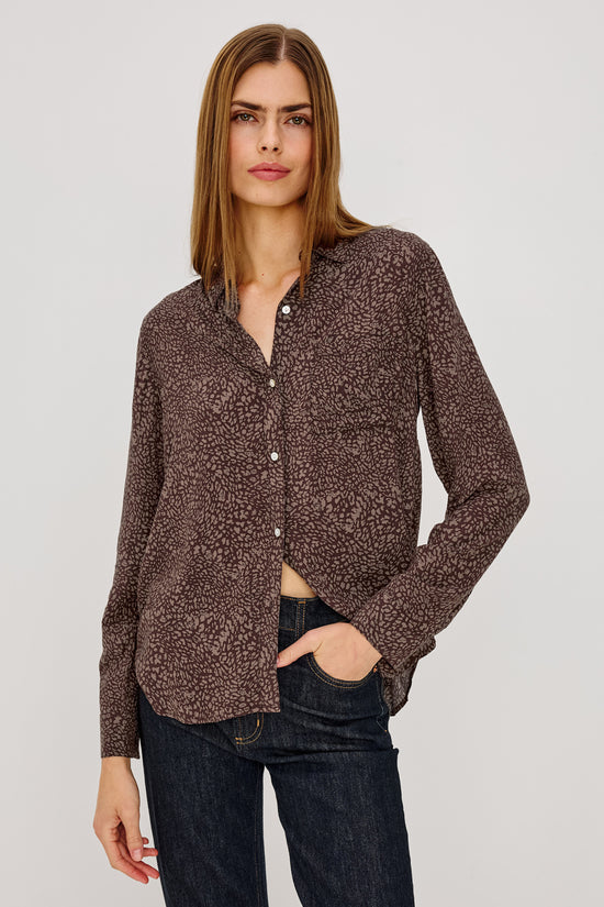 Rails Cocoa Cheetah Print Button-Up Long Sleeve Shirt