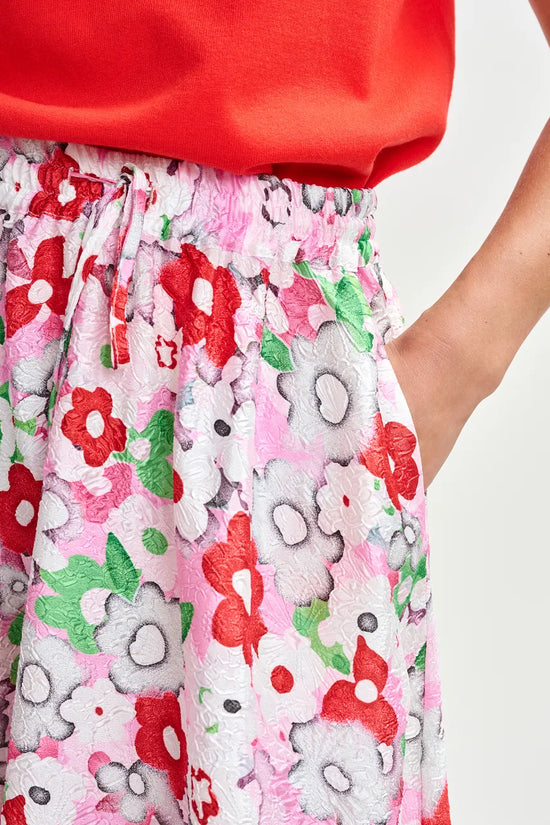 Essentiel Antwerp Off-white and Multicolour Floral-Jacquard Midi Skirt Julianne