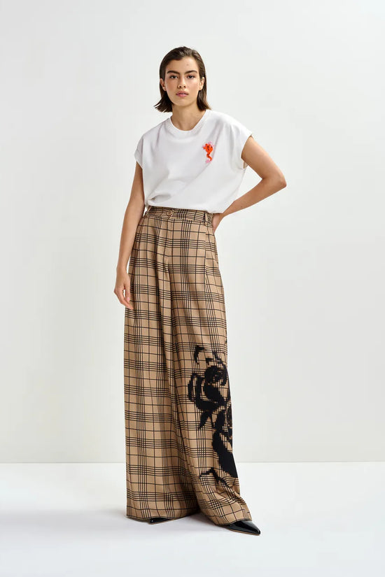 Essentiel Antwerp Off-White Cotton T-shirt with Bead Embroidery JUNGALA