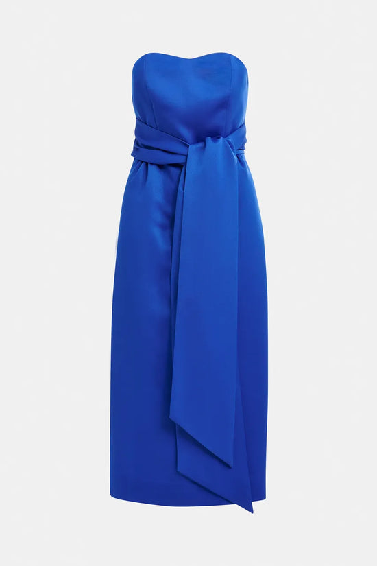 Essentiel Antwerp Blue Strapless Midi Dress with Wrap-Belt JUROR