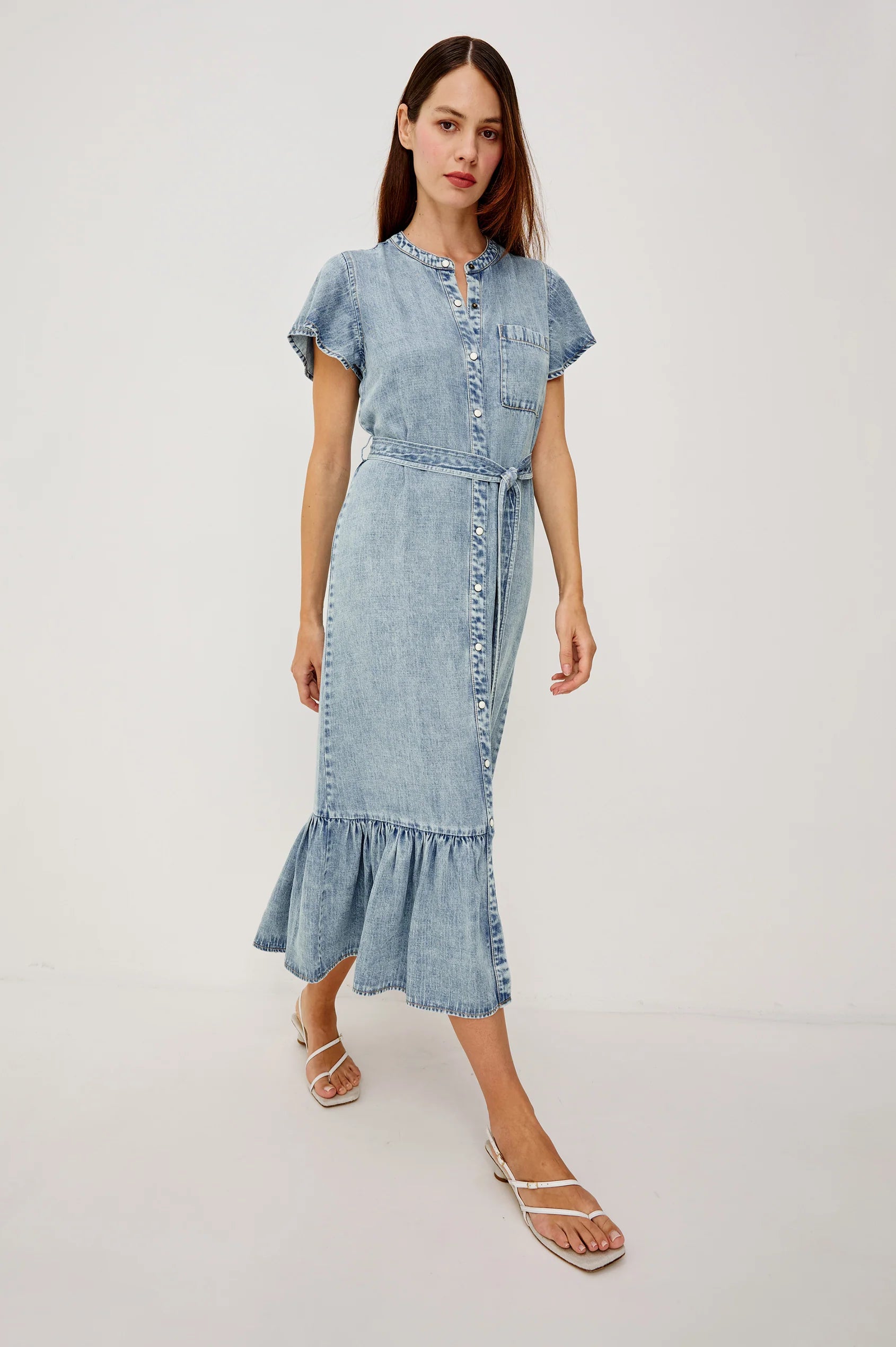 Rails Faded Indigo Tencel Denim Shirt Dress KAHLO