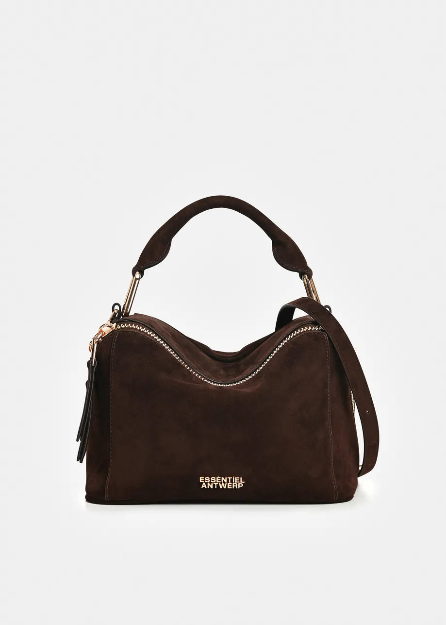 Essentiel Antwerp Brown Suede Leather Bobbi Bag