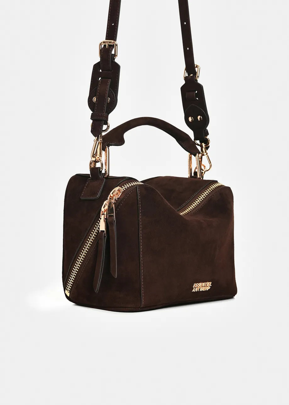 Essentiel Antwerp Brown Suede Leather Bobbi Bag