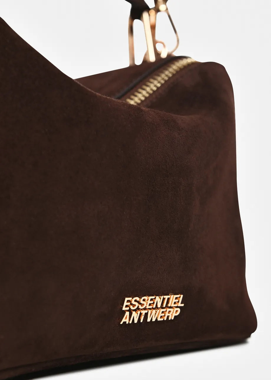 Essentiel Antwerp Brown Suede Leather Bobbi Bag