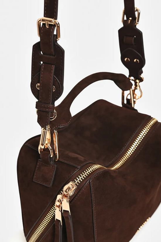 Essentiel Antwerp Brown Suede Leather Bobbi Bag