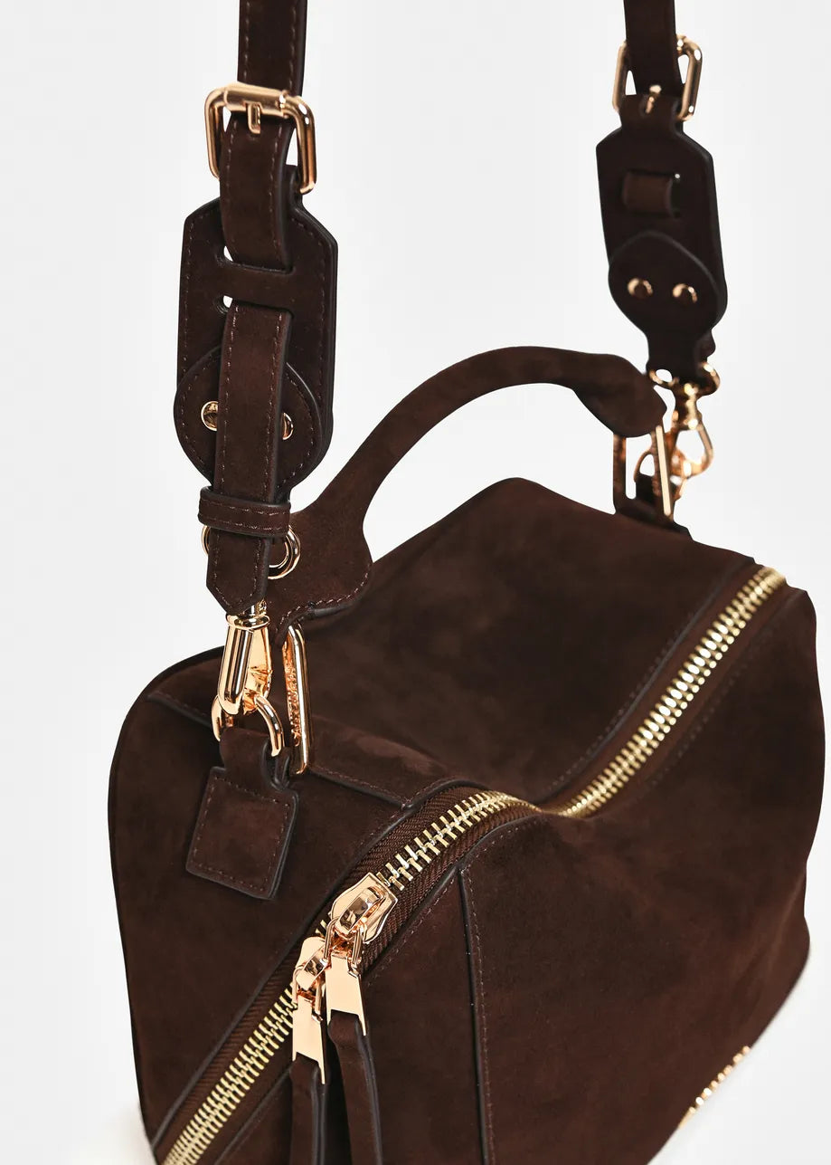 Essentiel Antwerp Brown Suede Leather Bobbi Bag