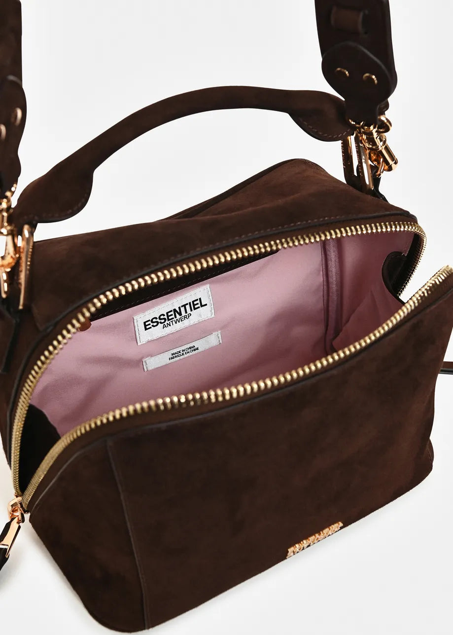Essentiel Antwerp Brown Suede Leather Bobbi Bag