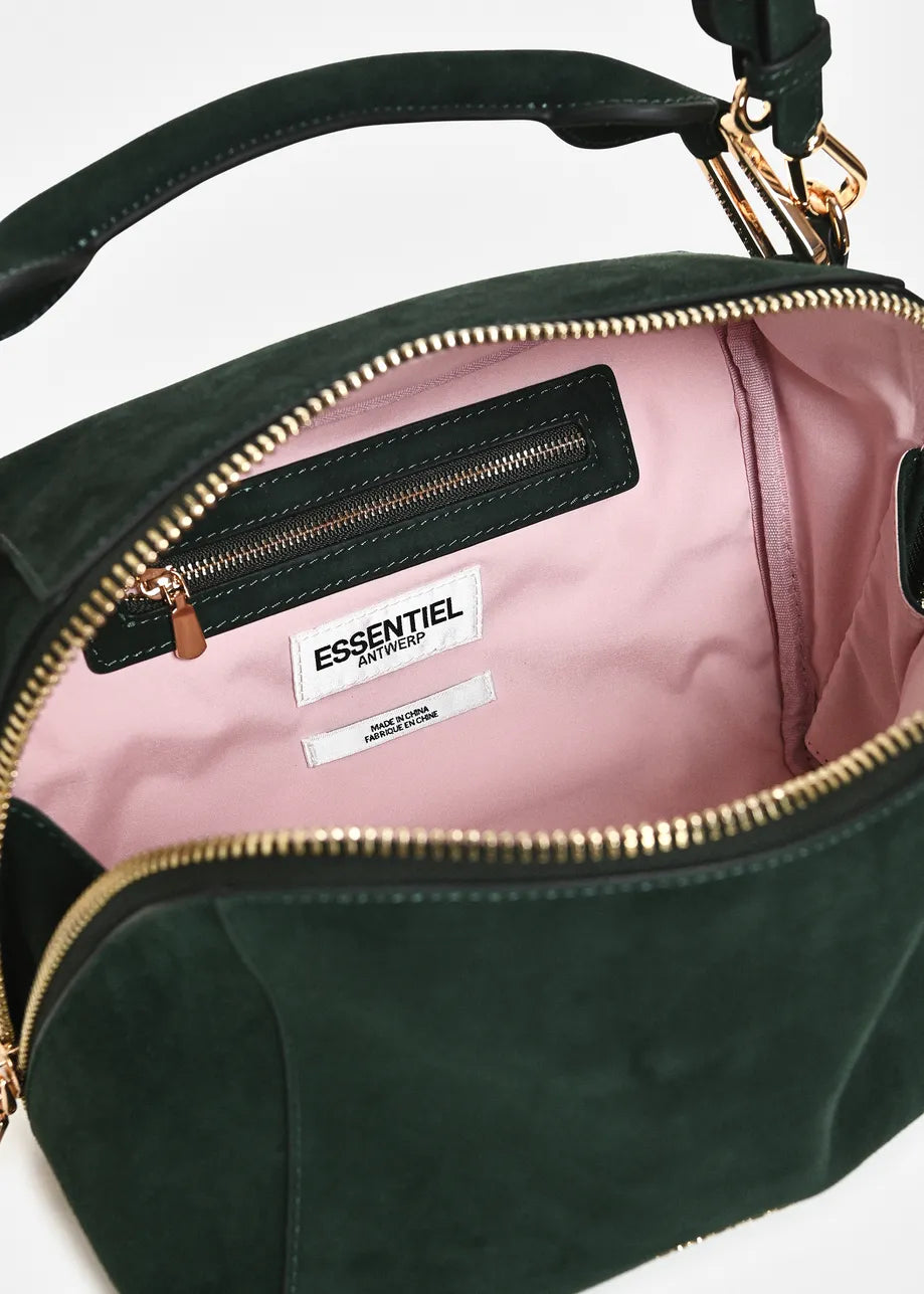 Essentiel Antwerp Green Suede Leather Bobbi Bag