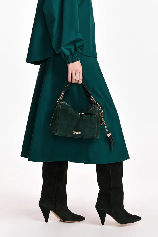 Essentiel Antwerp Green Suede Leather Bobbi Bag
