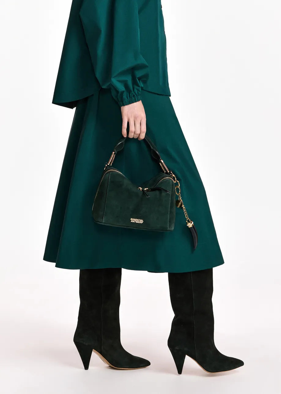 Essentiel Antwerp Green Suede Leather Bobbi Bag