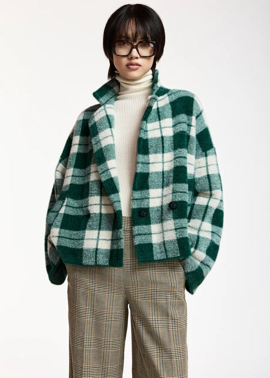 Essentiel Antwerp Forest Green Green checked Cardigan
