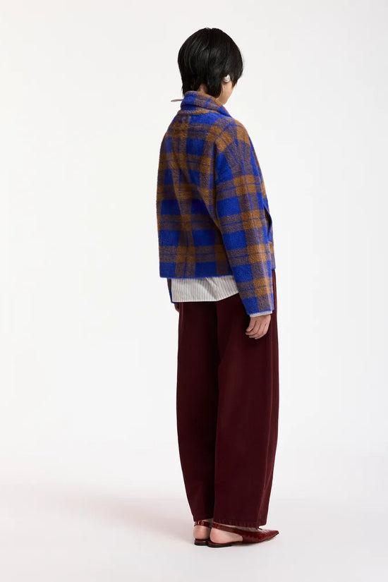 Essentiel Antwerp Indigo Double-Breasted Checked Jacket