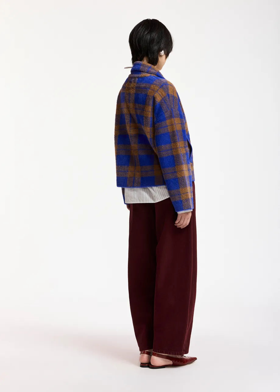Essentiel Antwerp Indigo Double-Breasted Checked Jacket