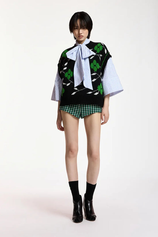 Essentiel Antwerp Black floral-Intarsia Sleeveless Sweater