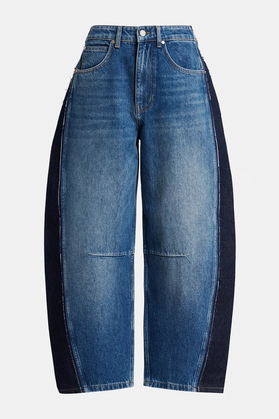 Essentiel Antwerp Dark blue and Black Panelled Barrel-Leg Jeans