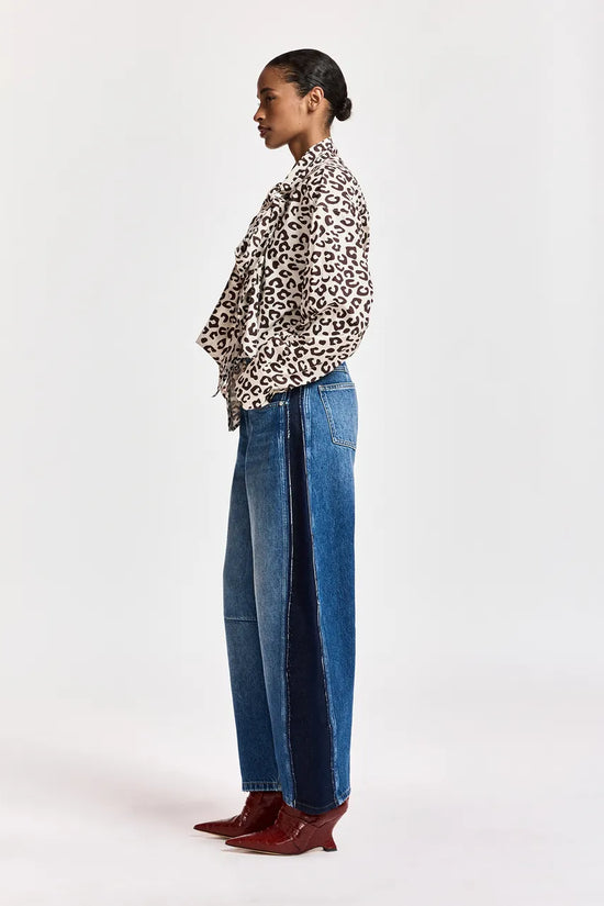 Essentiel Antwerp Dark blue and Black Panelled Barrel-Leg Jeans