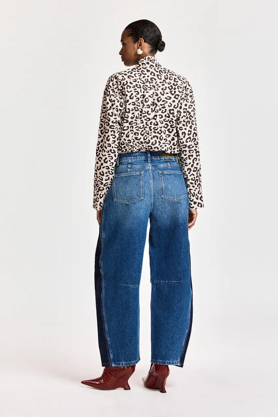 Essentiel Antwerp Dark blue and Black Panelled Barrel-Leg Jeans