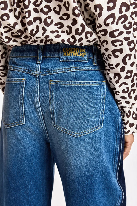 Essentiel Antwerp Dark blue and Black Panelled Barrel-Leg Jeans