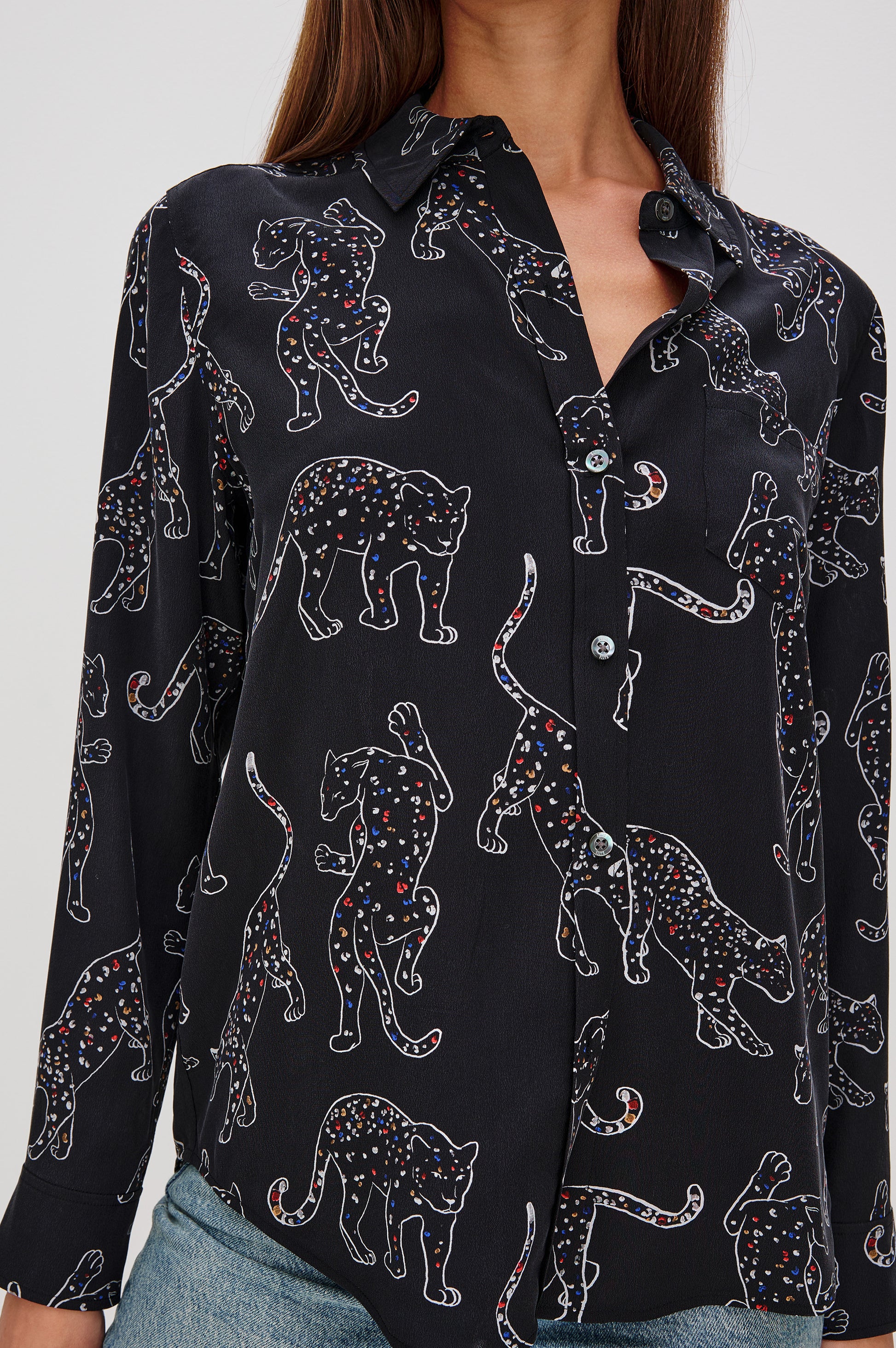 Rails jaguar print silk shirt Kate