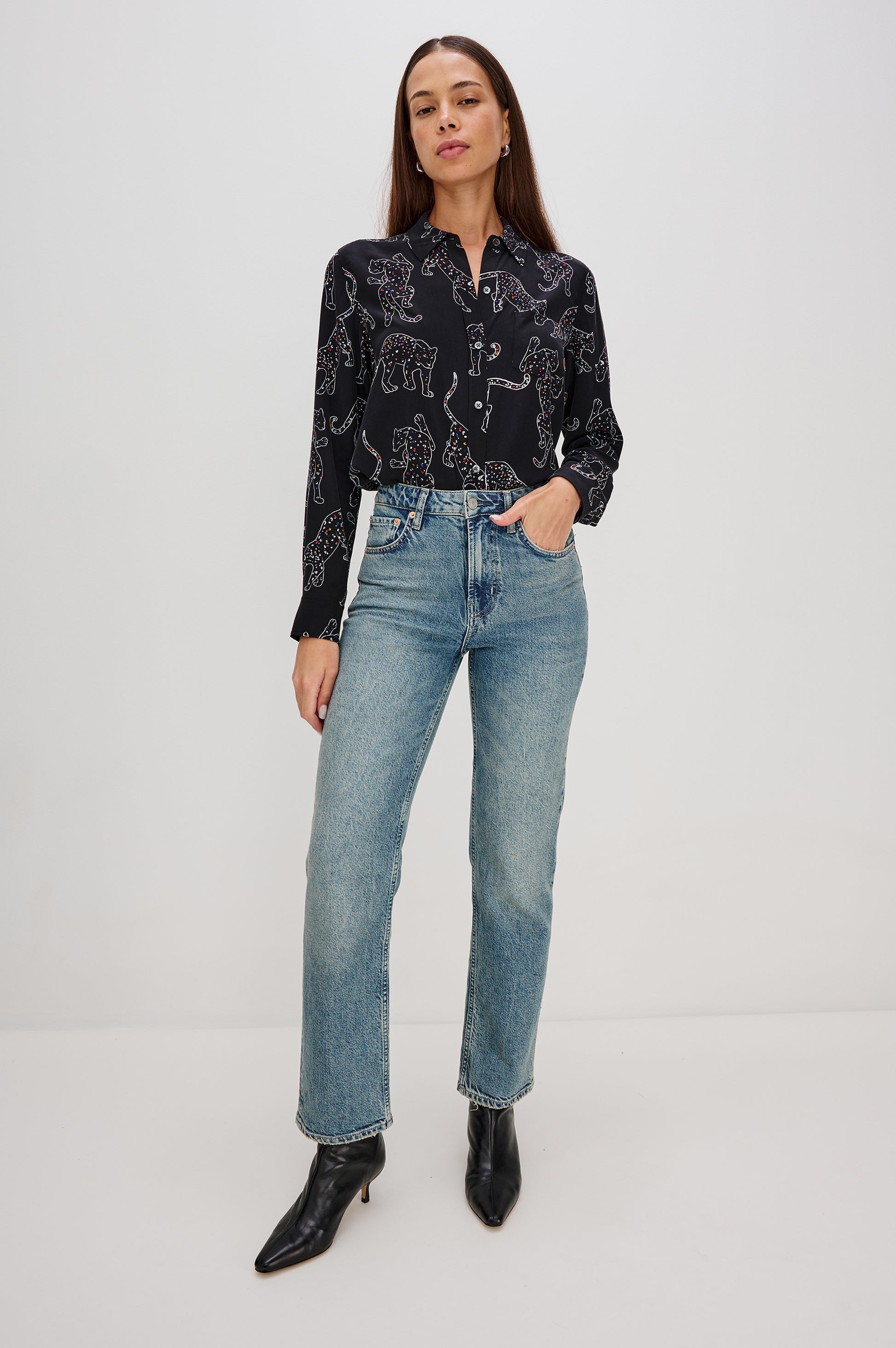 Rails jaguar print silk shirt Kate