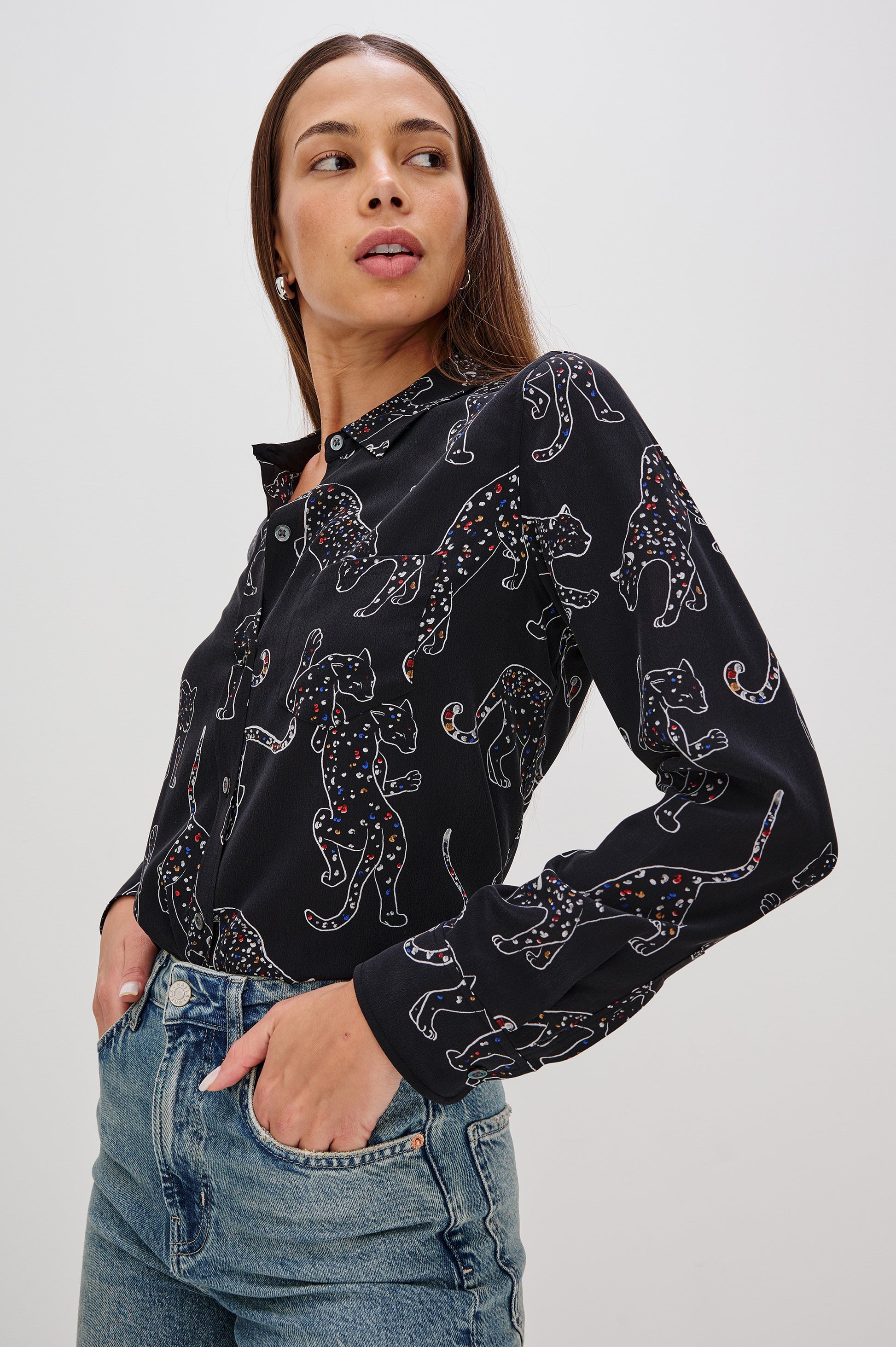 Rails jaguar print silk shirt Kate