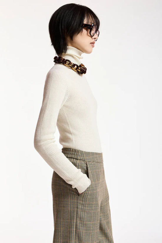 Essentiel Antwerp Brown Checked Wide-Leg Trousers