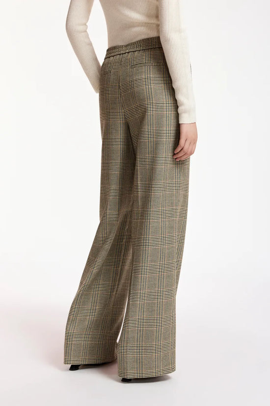 Essentiel Antwerp Brown Checked Wide-Leg Trousers