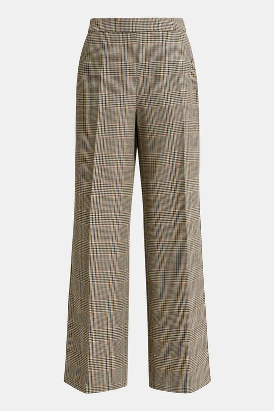 Essentiel Antwerp Brown Checked Wide-Leg Trousers