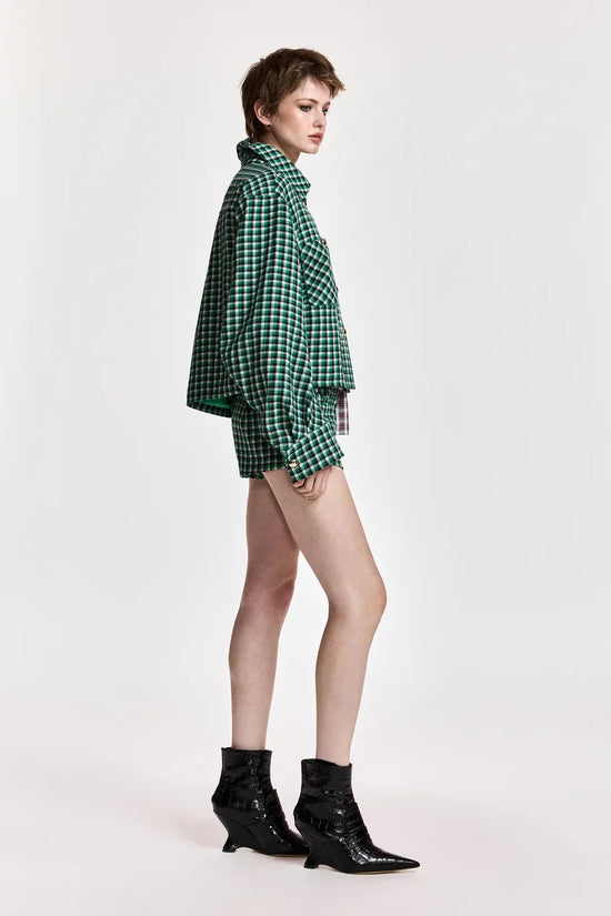 Essentiel Antwerp Green, Black and Cream Checked Wool-Blend Jacket