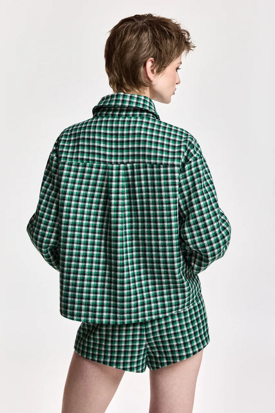 Essentiel Antwerp Green, Black and Cream Checked Wool-Blend Jacket