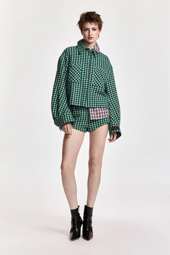 Essentiel Antwerp Green, Black and Cream Checked Wool-Blend Jacket