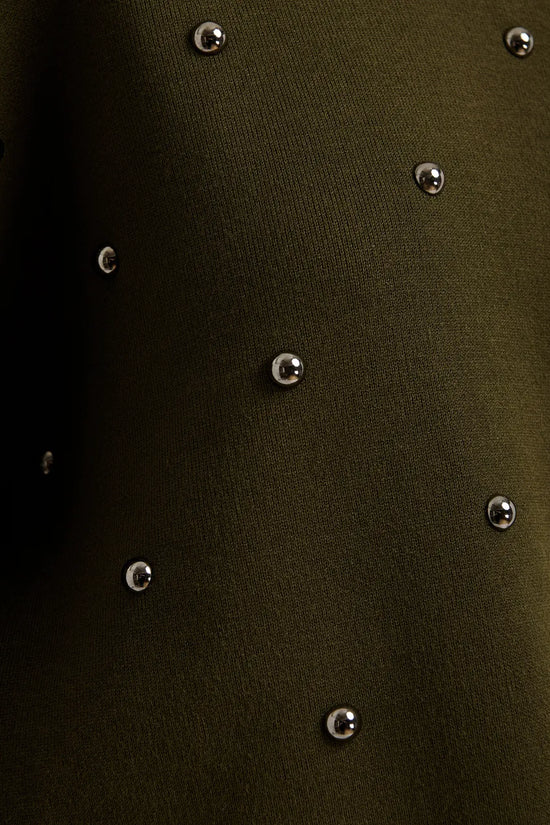 Essentiel Antwerp Khaki Stud-Embellished Sweatshirt