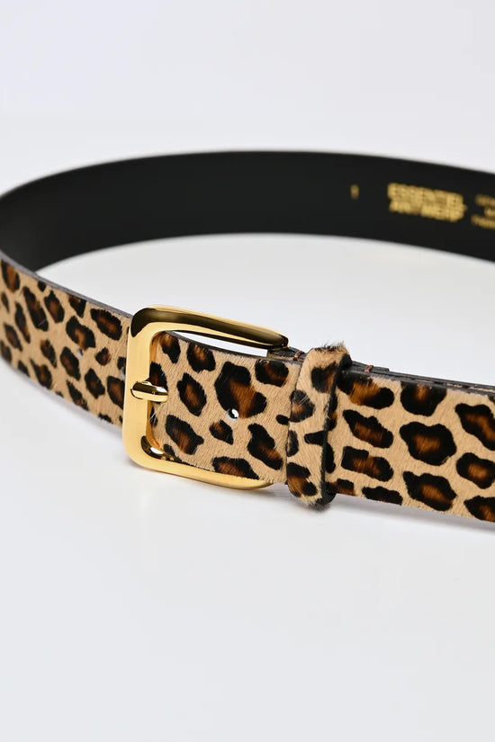 Essentiel Antwerp Black and Brown Leopard-Print Leather Belt