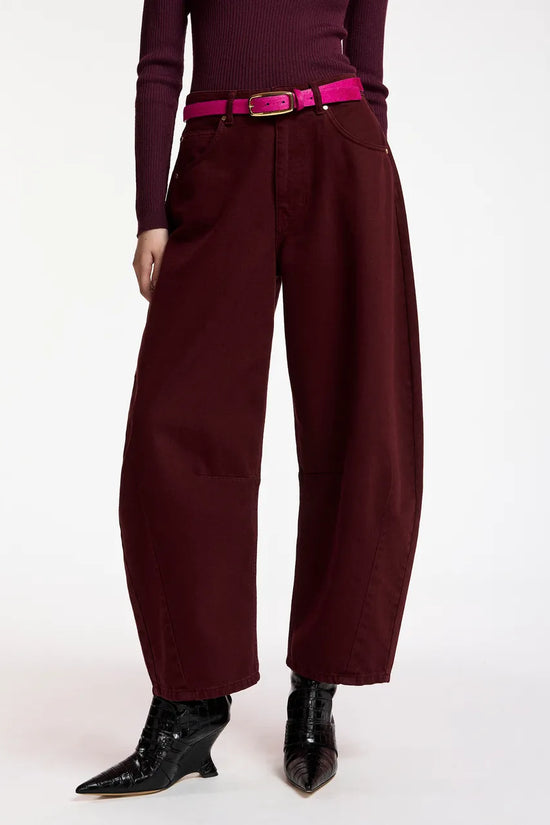 Essentiel Antwerp Burgundy Barrel-Leg Cropped Jeans