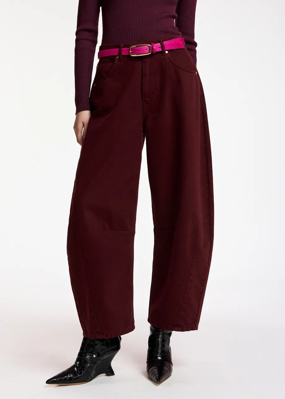 Essentiel Antwerp Burgundy Barrel-Leg Cropped Jeans