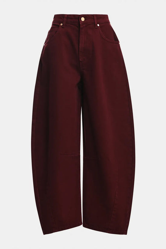 Essentiel Antwerp Burgundy Barrel-Leg Cropped Jeans
