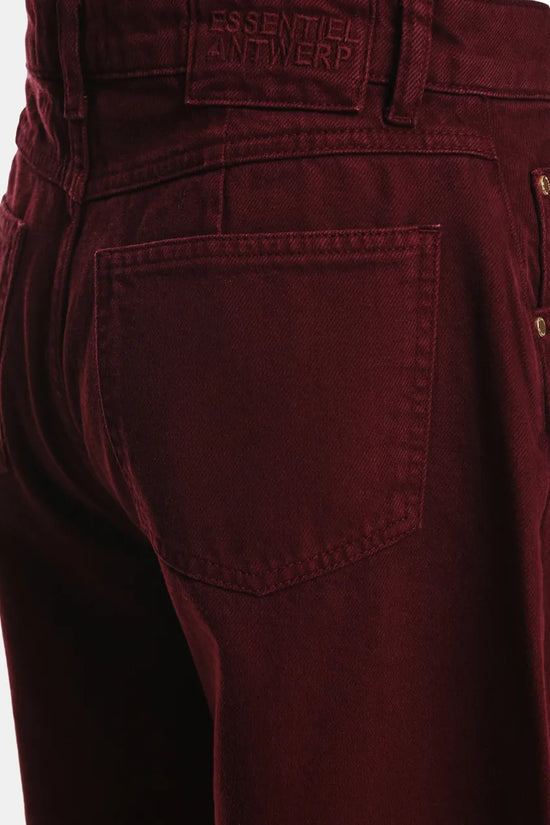 Essentiel Antwerp Burgundy Barrel-Leg Cropped Jeans
