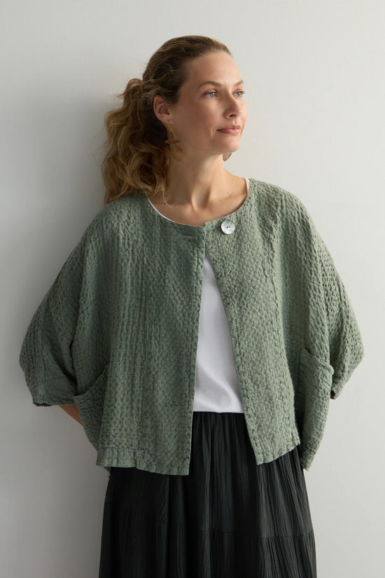 Sahara waffle linen boxy jacket
