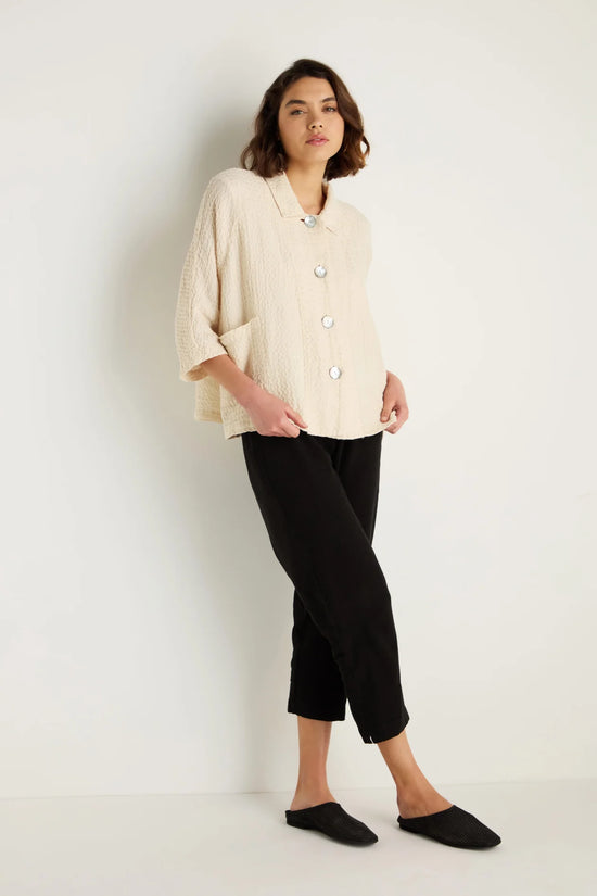 Sahara Ecru Waffle Linen Boxy Jacket