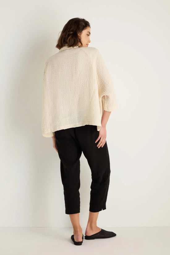 Sahara Ecru Waffle Linen Boxy Jacket