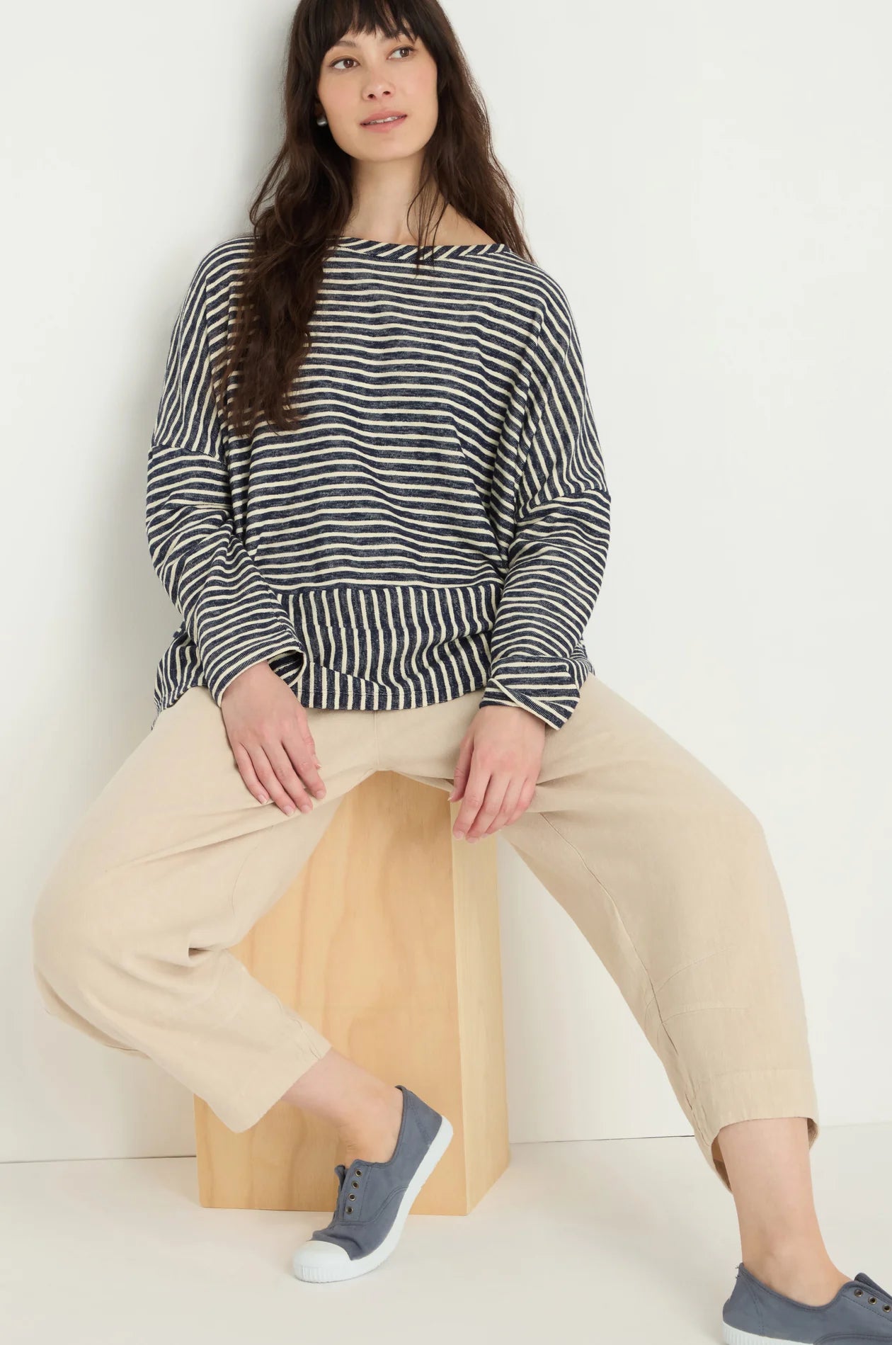 Sahara Putty Twisted Linen Crop Bubble Trouser