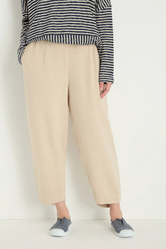 Sahara Putty Twisted Linen Crop Bubble Trouser